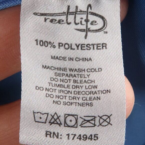 REEL LIFE BLUE LONG SLEEVE ROUND NECK RASHGUARD UV PROTECTION SHIRT SIZE MEDIUM - Picture 3 of 5